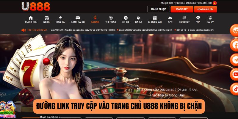 Đường link truy cập vào trang chủ U888 không bị chặn